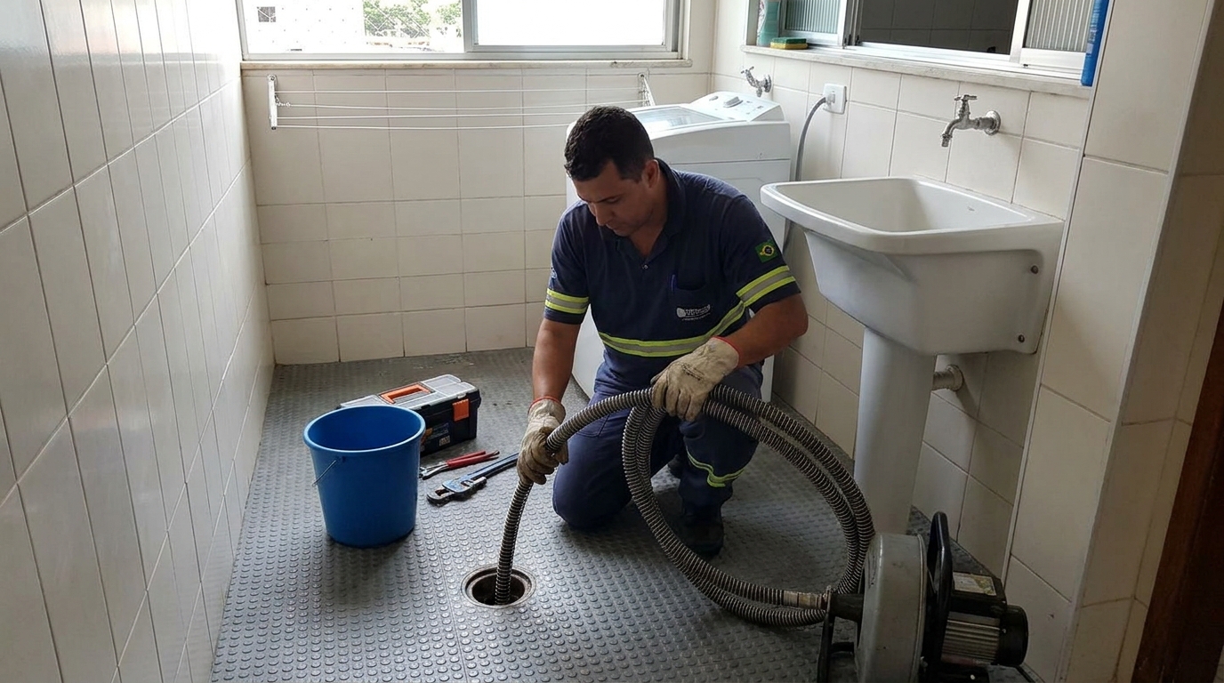 Desentupimento de ralo residencial em Palhoça‑SC