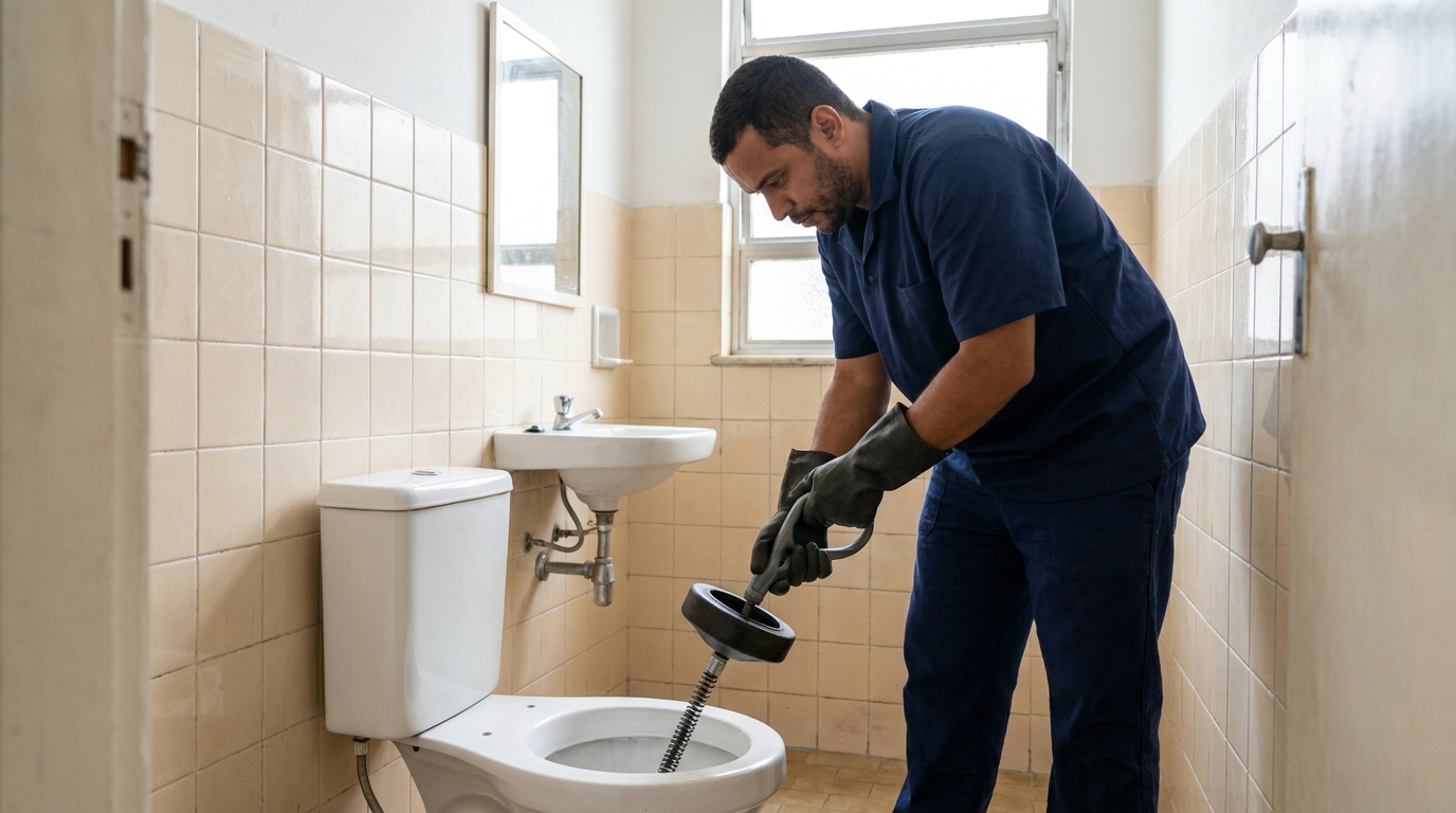 Desentupimento de vaso residencial em Palhoça‑SC