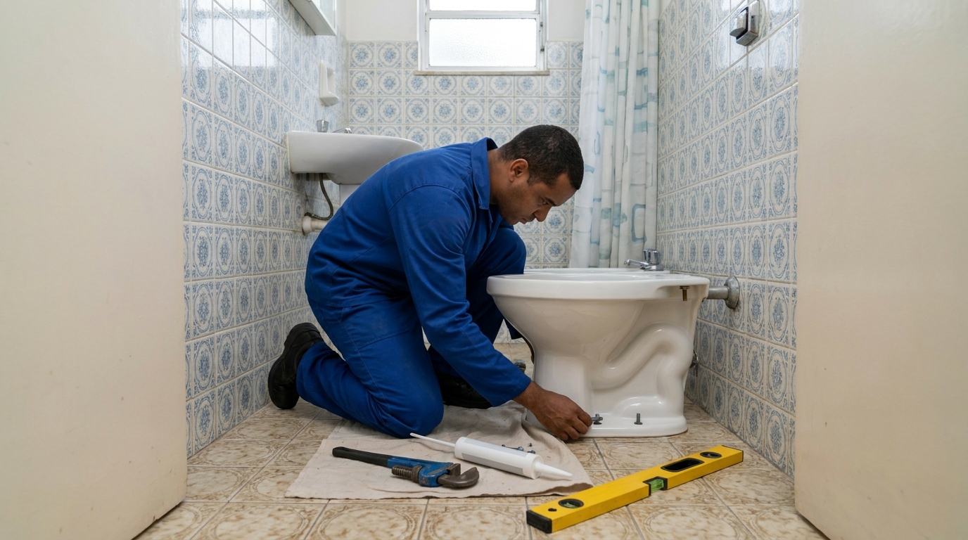 Instalação de vaso sanitário residencial em Palhoça‑SC