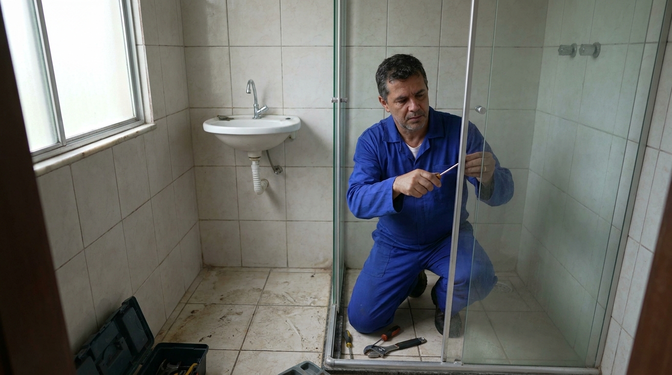 Reparo de box de vidro em Palhoça‑SC